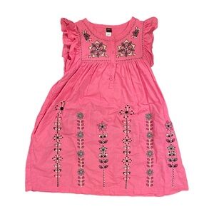Tea Collection Malati Kantha pink dress with floral embroidery girls size 8